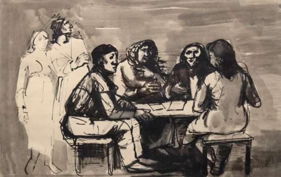 Holtz-Sommer, Hedwig (1901 Berlin- 1970 Wustrow) "Besprechung", Tusche, monogr. u.r., 30x45,5 cm, im Passepartout hinter Glas und Rahmen - фото 1 Holtz-Sommer, Hedwig (1901 Berlin- 1970 Wustrow) "Besprechung", Tusche, monogr. u.r., 30x45,5 cm, im Passepartout hinter Glas und Rahmen - фото 1