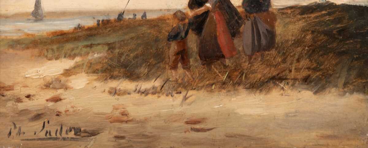 Sadée, Philip (1837 Den Haag-1904 ebenda) "Rückkehr der Fischerboote", Öl/ Holz, sign. u.l., 12,5x15,5 cm, Rahmen (Sadée war ein niederländischer Maler der Düsseldorfer und Haager Schule) Sadée, Philip (1837 Den Haag-1904 ebenda) "Rückkehr der Fischerboote", Öl/ Holz, sign. u.l., 12,5x15,5 cm, Rahmen (Sadée war ein niederländischer Maler der Düsseldorfer und Haager Schule)