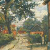 Mügge, Berthold (Worpsweder Maler 1896-1970) "Dorfansicht auf Borkum", Öl/Lw., rücks. bez. mit Künstleradresse und Originaltitel "Hinter der Schule", dat 1954, 44x59 cm, Rahmen - фото 1