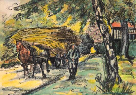 Gödeke "Erntefuhre", Gouache, sign. u.r., 32,5x40,5 cm, ungerahmt - photo 1