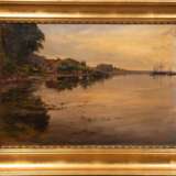 Knudsen, Peder Jacob Marius (1868-1944, Dänischer Maler) "Flußlandschaft in der Abendsonne", Öl/ Lw., sign. und dat. u.r., 49x66 cm, Rahmen - photo 1