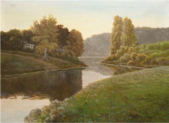 Poorter, Chr. (um 1930) "Flußlandschaft", Öl/Lw., signiert u.r., 58x78 cm, Rahmen - photo 1 Poorter, Chr. (um 1930) "Flußlandschaft", Öl/Lw., signiert u.r., 58x78 cm, Rahmen - photo 1