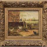 Elten, Pieter von "Auf dem Hühnerhof", Öl/Holz, sign. u.l., 22x26 cm, im Prunkrahmen - photo 1
