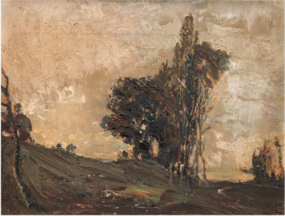 Kaulbach, Georg (1866 Szillen, Ostpreußen-1945 Graal Müritz) "Herbstgedicht", Öl/Mp., unsign., rückseitig bez. und betitelt, kl. Farbabplatzungen am oberen Rand, 21x28 cm, Rahmen - photo 1