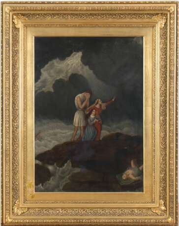 Sakralmaler des 19. Jh. "Biblische Szene", Öl/Lw., unsign., verso 1x Hinterlegung, 59x42 cm, Rahmen - фото 1 Sakralmaler des 19. Jh. "Biblische Szene", Öl/Lw., unsign., verso 1x Hinterlegung, 59x42 cm, Rahmen - фото 1