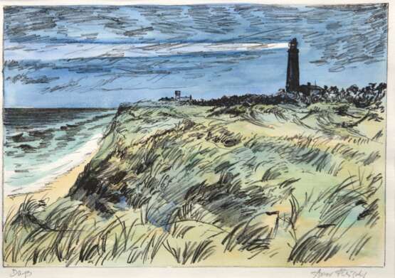 Fleischer, Arno (1926 Obersalzbrunn-2005 Schwedt/ Oder) "Darßer Ort mit Leuchtturm", Aquarell/ Tusche, sign. u.r. und bez. u.l., 20,5x29,5 cm, im Passepartout hinter Glas und Rahmen - фото 1 Fleischer, Arno (1926 Obersalzbrunn-2005 Schwedt/ Oder) "Darßer Ort mit Leuchtturm", Aquarell/ Tusche, sign. u.r. und bez. u.l., 20,5x29,5 cm, im Passepartout hinter Glas und Rahmen - фото 1