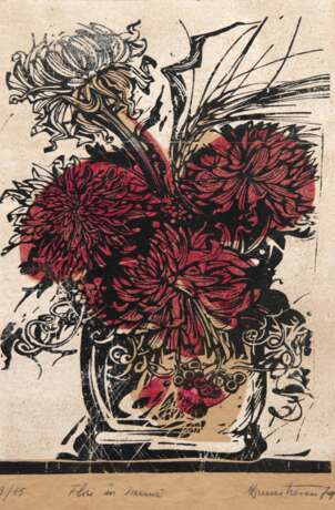 Dumitrescu, Mircia (1941 Bukarest, Rumänien) "Blumenstilleben", Farbholzschnitt, 3/ 15, sign. u.r. und dat. ´79, 37x25,5 cm, ungerahmt - Foto 1 Dumitrescu, Mircia (1941 Bukarest, Rumänien) "Blumenstilleben", Farbholzschnitt, 3/ 15, sign. u.r. und dat. ´79, 37x25,5 cm, ungerahmt - Foto 1