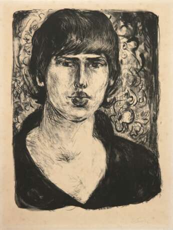 "Porträt einer Frau", Grafik, sign. "Heinze" u.r., 42x31 cm, ungerahmt - Foto 1 "Porträt einer Frau", Grafik, sign. "Heinze" u.r., 42x31 cm, ungerahmt - Foto 1