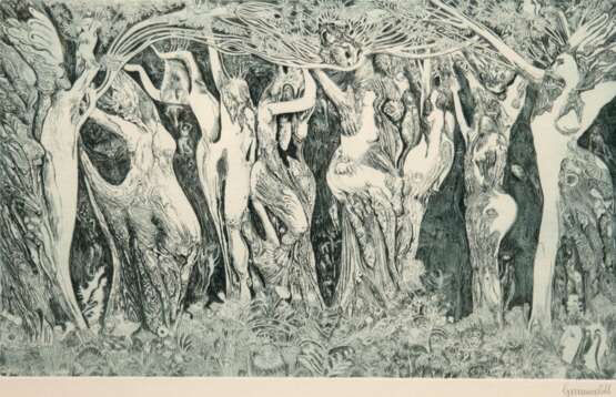 Grunwaldt, Herbert (1928 Bunzlau-2014 Hamburg) "Baumnymphen", Radierung, sign. u.r., 23x36,5 cm, hinter Glas und Rahmen - фото 1