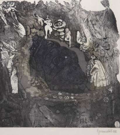 Grunwaldt, Herbert (1928 Bunzlau-2014 Hamburg) "Bornholmisches Trollpaar", Radierung, sign. u.r. und dat. 1982, 29x25,5 cm, hinter Glas und Rahmen - photo 1
