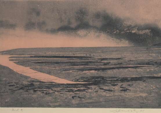 Werkmeister, Wolfgang (1941 Berlin) "Priel III", Radierung, sign. u.r. und dat. ´95, 20x29 cm, im Passepartout hinter Glas und Rahmen - photo 1