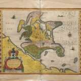 Rügen 1645 "Rugia Insula ac Ducatus accuratissimè descripta ab E. Lubino", kolorierter Kupferstich von Blaeu, Amsterdam, u.l. mit einer reich verzierten Titelkartusche, links und rechts Bordüren mit je 15 Stad… - photo 1