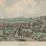 "Bielefeld", kolorierter Stich, von Fincke, gez. v. Maren, 13x17 cm, im Passepartout hinter Glas und Rahmen - фото 1