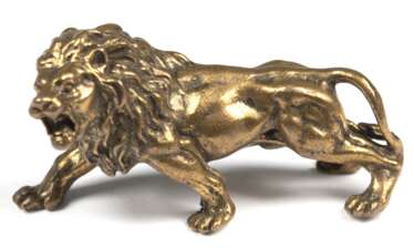 Kleine Bronze-Figur "Brüllender Löwe", H. 7 cm