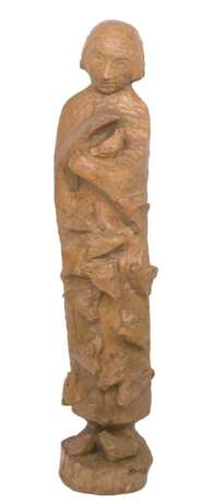 Flath, Otto (1906 Staritzke/Ukraine-1987 Bad Segeberg) "Frau mit Vogelschar", Lindenholz, rücks. signiert, rücks. Schwundriß, H. 96 cm - photo 1