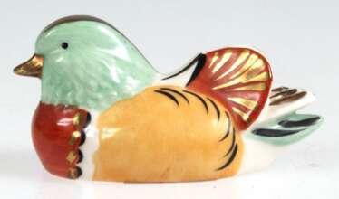 Figur &quot;Mandarinente&quot;, Goebel W.Germany, polychrom bemalt mit Golddekor, L. 7,5 cm