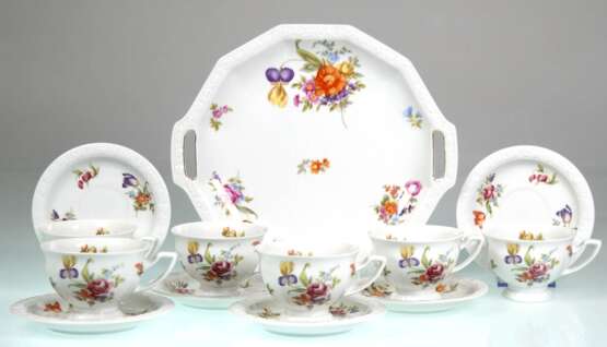 6 Kaffeetassen mit UT und Kuchenplatte, Rosenthal, Maria Bunt - Foto 1