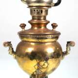 Holzkohle-Samowar und Kanne, Messing, Rußland, mit Medaillen, Tula, H. 39 cm, Kannen-H. 14 cm - photo 1