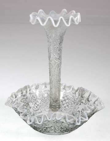 Etagere aus Opalinglas mit Emailmalerei, um 1930, 2-teilig, H. 20 cm - фото 1