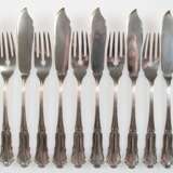 Fischbesteck für 6 Personen, Dresdner Barock, 800er Silber, ca. 586 g, sehr guter, wohl kaum benutzter Zustand, punziert mit 800 und Halbmond mit Krone, G. A. Scheel, ohne Monogramm, in Schachtel von Eberhard Rullkötter… - фото 1