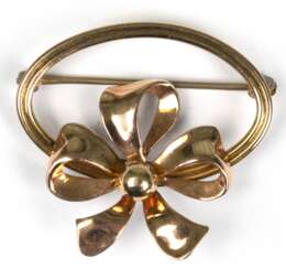 Brosche mit Schleifendekor, um 1900 -1920 , 1/20, 12kt, punziert &quot;G.F. Van Dell“, 3,1 g