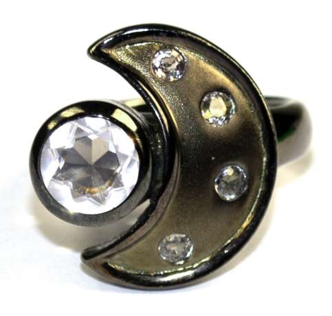 Massiver Ring, 925er Silber, schwarz rhodiniert, ca. 18,1 g, gelbe Topase und wohl ein rosa Amethyst, RG 59, Innendurchmesser 18,8 mm - фото 1