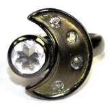 Massiver Ring, 925er Silber, schwarz rhodiniert, ca. 18,1 g, gelbe Topase und wohl ein rosa Amethyst, RG 59, Innendurchmesser 18,8 mm - фото 1