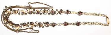 Collier, wohl um ca. 1850-1880, wohl Golddouble, Rubine, Länge ca. 48 cm