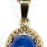 Kette, 375er GG, ca. 3,2 g, Anhänger, 333er GG, Lapislazuli, Maße mit Öse ca. 2,2 x 1,1 cm, ges.ca. 5,0 g, Kettenlänge ca. 50 cm - photo 1