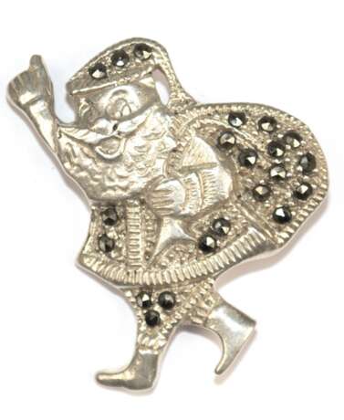 Weihnachtsmann-Brosche, 925er Silber, mit Markasitenbesatz, Ges.-Gew. 10,7 g, H. 3,6 cm - photo 1
