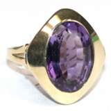 Ring, 585er GG, ca. 4,9 g, ovaler Amethyst ca. 1,3 x 0,9 cm, mit intensiver Farbe, RG 58, Innendurchmesser 18,4 mm - фото 1