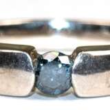 Ring, 925er Silber, blauer Brillant ca. 0,20 ct., RG 53, Innendurchmesser 16,8 mm - photo 1
