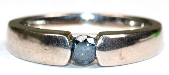 Ring, 925er Silber, blauer Brillant ca. 0,20 ct., RG 53, Innendurchmesser 16,8 mm - photo 1