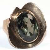 Turmalin-Ring, 333er GG, besetzt mit oval facettiertem Turmalin in Zargenfassung, Ges.-Gew. 5,16 g, RG 52 - фото 1