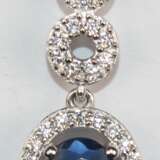 Kette mit Anhänger, 925er Silber, rhodiniert, saphirfarbener und weiße Zirkonia, Kettenlänge ca. 45,5 cm - фото 1