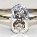 Brillant-Ring, 585er WG, besetzt mit 2 Brillanten von zus. ca. 0,02 ct., Ges.-Gew. 2,07 g, RG 53,5 - photo 1