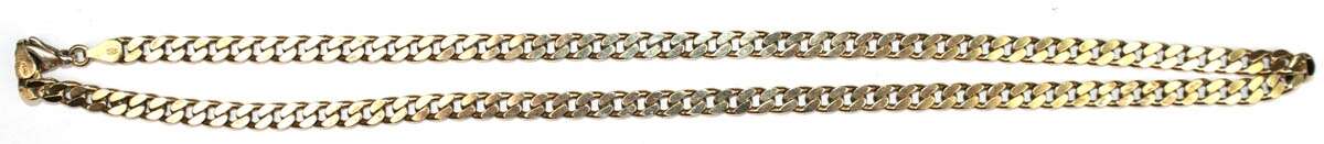 Panzerkette, 925er Silber, vergoldet, Karabinerverschluß, Gew. 28,3 g, L. 51,5 cm, B. 0,5 cm - фото 1