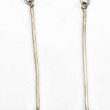 Ohrhänger, 925er Silber, an Schlangenkettchen montierte blaue Achatkugeln mit einem Ring aus Zirkonia im Zentrum der Kugel, Länge ca. 5,5 cm - photo 1