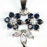 Kette mit Anhänger "Blütenzweig", 925er Silber, blaue Saphire und weiße Zirkonia, Maße mit Öse ca. 3,4 x 2,0 cm, Kettenlänge ca. 46 cm - фото 1