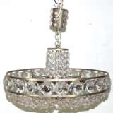 Deckenlampe, 10-flammig, Metall mit Prismenbehang, H. ca. 50 cm, Dm. ca. 53 cm, unvollständiger Prismenbehang - photo 1