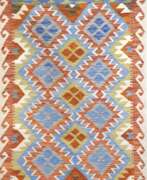 Carpets & Textiles. Kelim, Nordafghanistan, orange/blau gemustert, unbelaufen, 154x102 cm