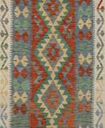 Carpets & Textiles. Kelim, Nordafghanistan, grün/orange/blau, unbelaufen, 198x89 cm