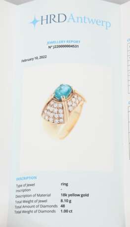 Кольцо из желтого золота с 48 бриллиантами и 1 натуральным изумрудом Золото Other style 21th century г. - фото 3 Кольцо из желтого золота с 48 бриллиантами и 1 натуральным изумрудом Золото Other style 21th century г. - фото 3