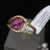 White gold ring with diamonds and ruby Gold Other style 21th century - photo 2
