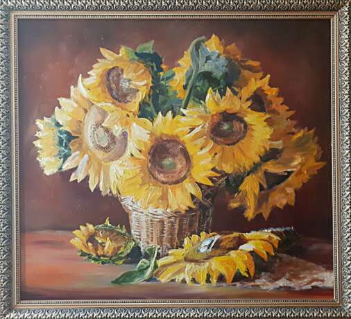 “Sunflowers on your table” Canvas Oil paint Impressionist Still life 2018 - photo 1