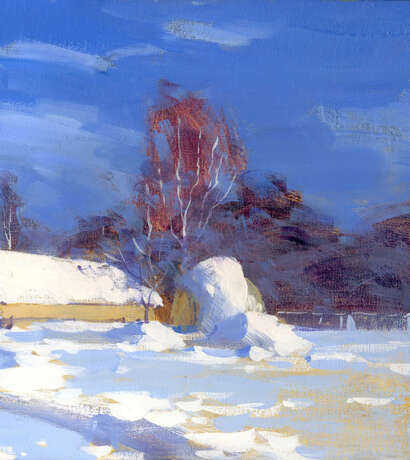“Snow track” Canvas Oil paint Impressionist Landscape painting 2018 - photo 3