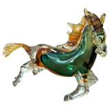 20th Century Green and Orange Horse Sculpture in Blown Murano Glass from Venice Murano glass - фото 1