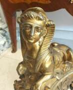 Overview. Pair of 19th Century Gilt Bronze Fire Dogs in the Ancient Egyptian Style