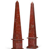 A PAIR OF LARGE RED MARBLE OBELISKS - photo 1