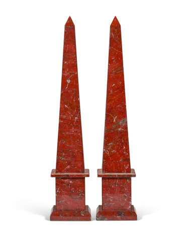 A PAIR OF LARGE RED MARBLE OBELISKS - photo 2